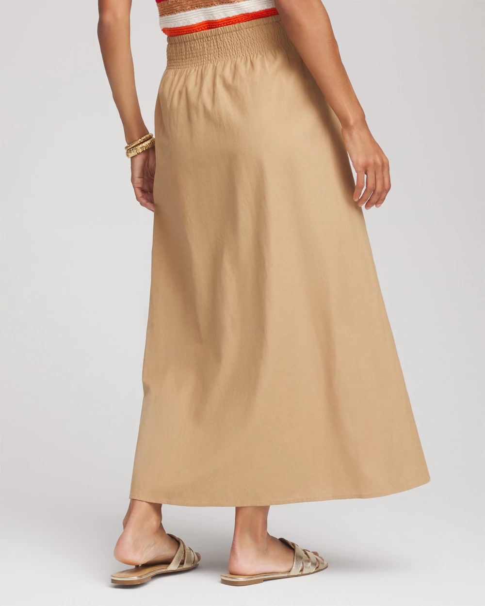 Cafe Aroma Smocked Pull-On Midi Skirt
