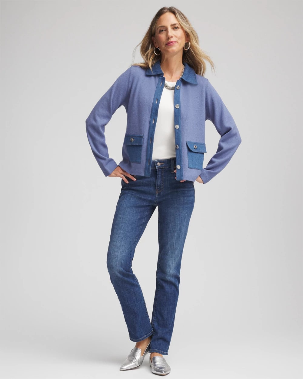 Blue Lotus Denim Colorblock Marl Shirt Jacket