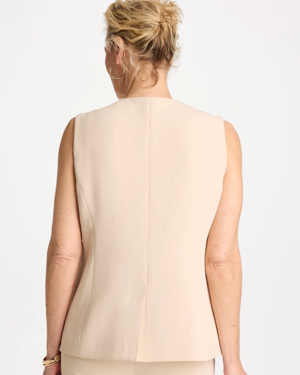 Pale Sand Split Hem Crepe Vest