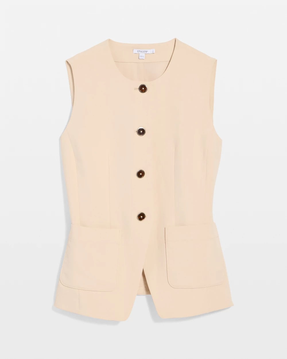 Pale Sand Split Hem Crepe Vest