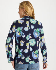 Passport Blue Printed Slub Knit Blazer