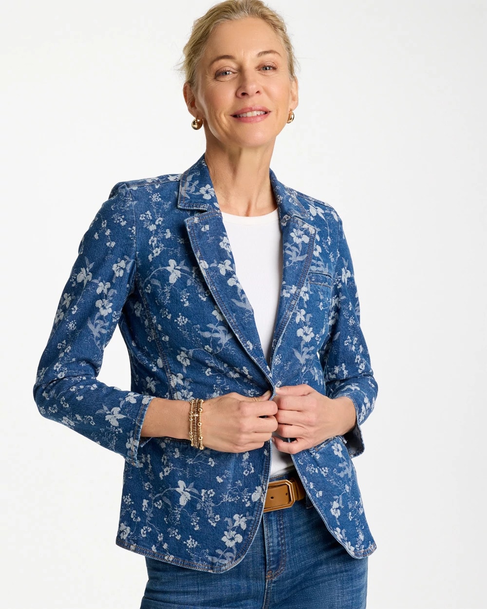 Indigo Jacquard Denim Blazer