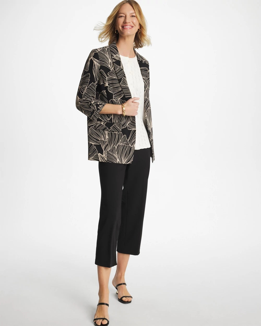 Black Ginkgo Crepe Blazer