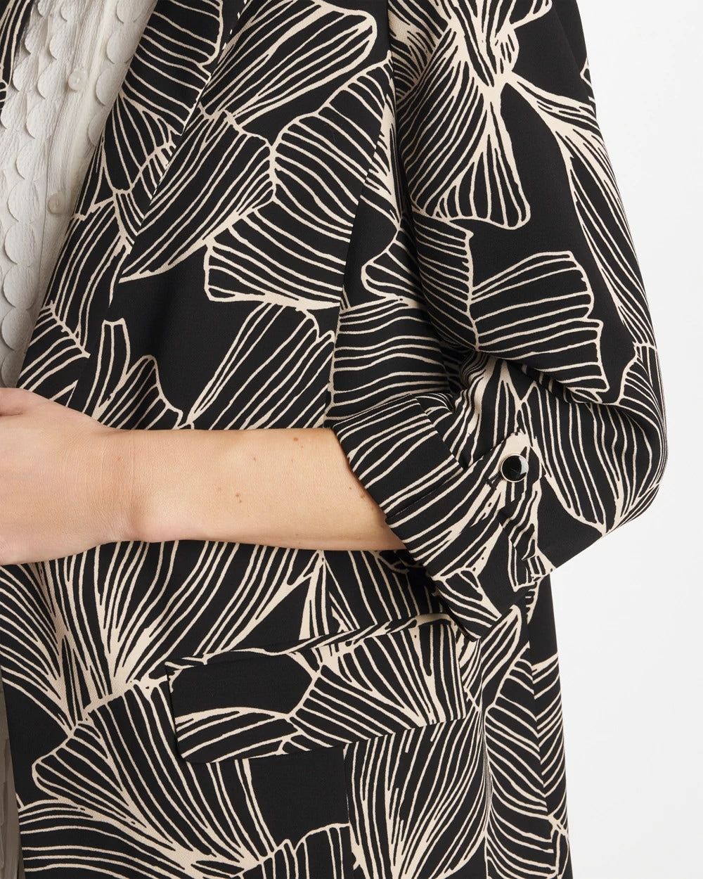 Black Ginkgo Crepe Blazer