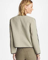 Seagrass Green Collarless Quilted Box Jacket