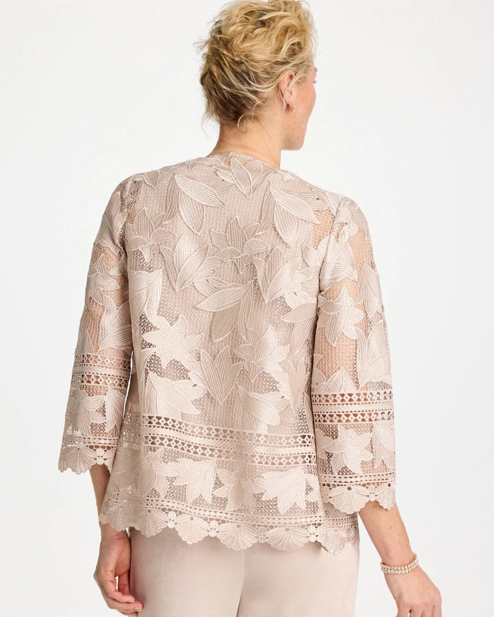 Smokey Taupe Travelers™ Collection Scallop Lace Jacket