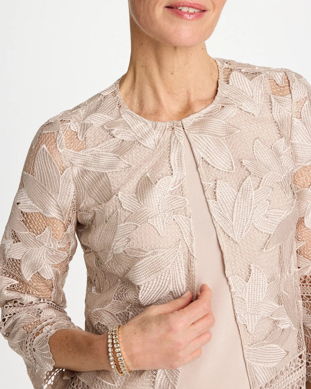 Smokey Taupe Travelers™ Collection Scallop Lace Jacket
