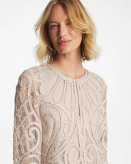 Smokey Taupe Travelers™ Short Embroidered Lace Jacket