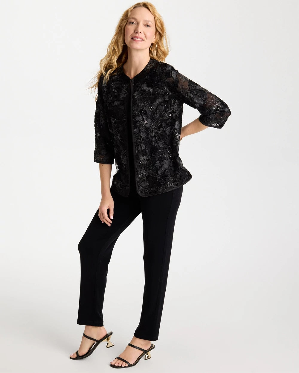 Black Travelers™ Collection Sequin Mesh Soutache Jacket