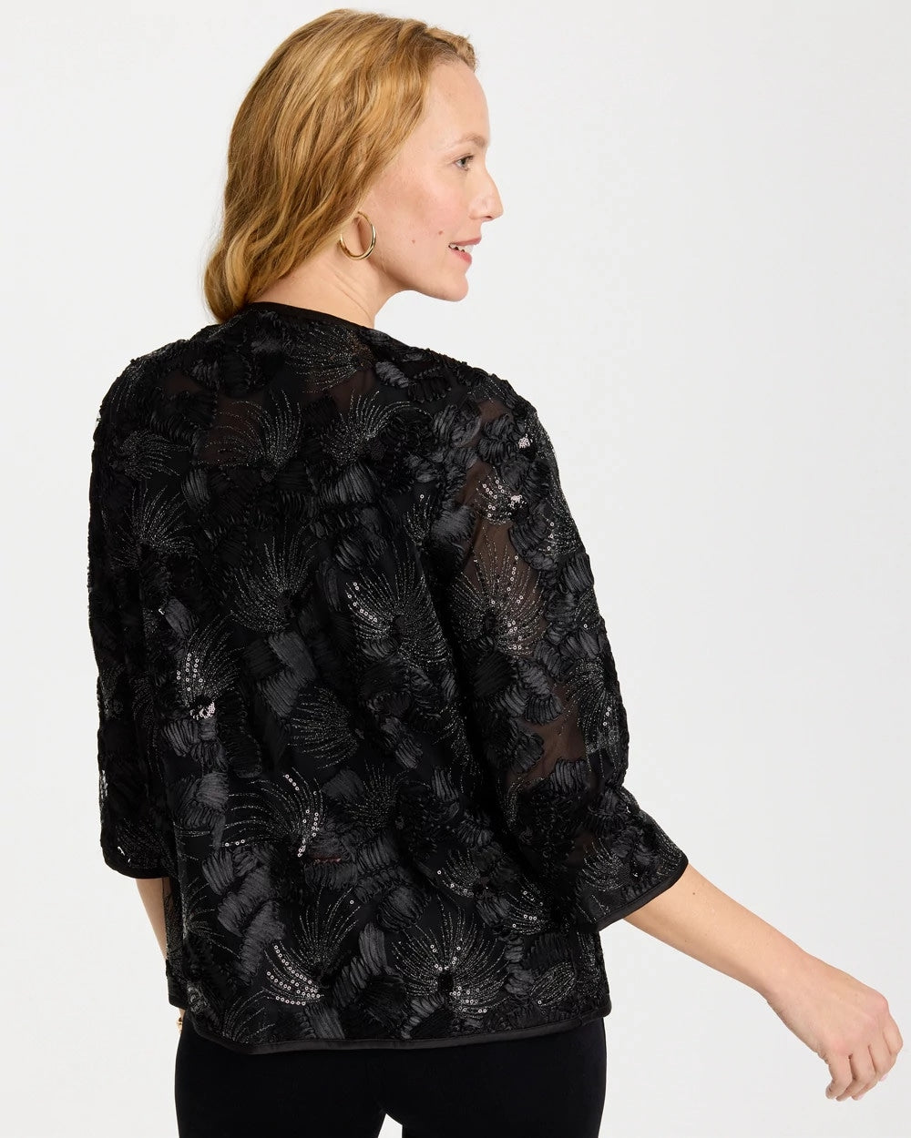 Black Travelers™ Collection Sequin Mesh Soutache Jacket