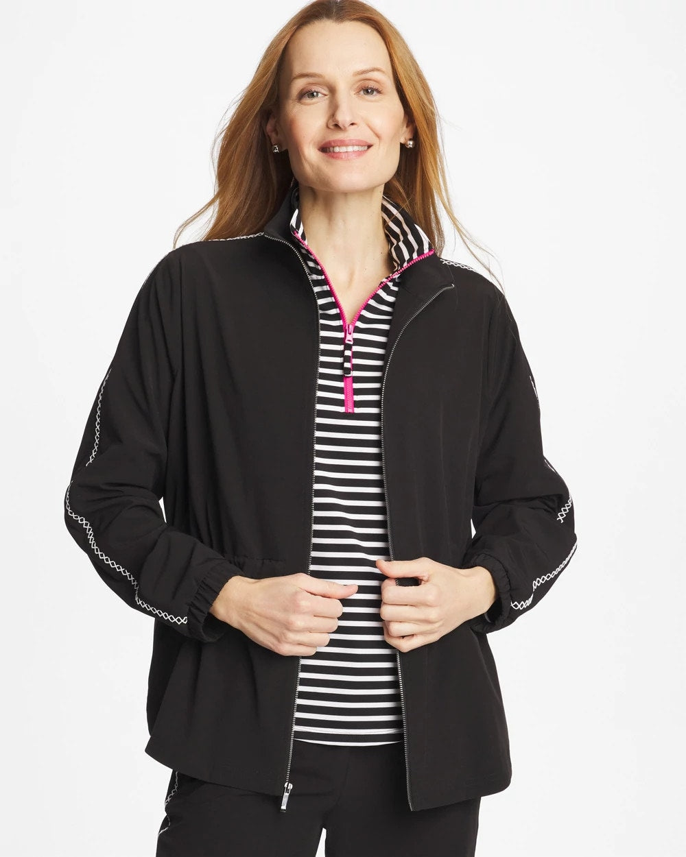 Black Zenergy® UPF Lattice-Trim Jacket