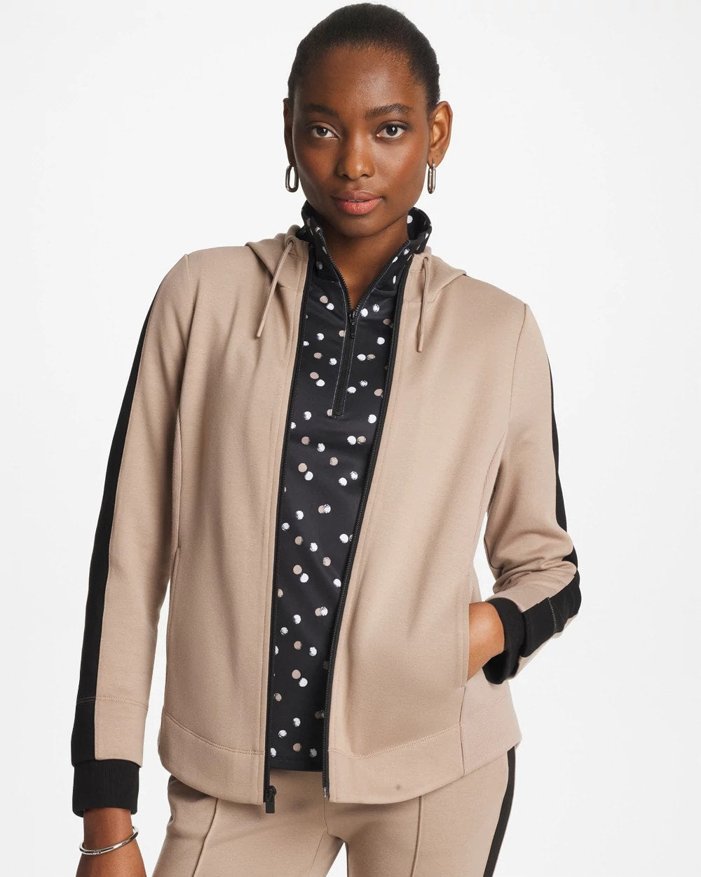 Studio Taupe Zenergy® Double-Knit Contrast Jacket
