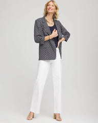 Passport Blue Printed Soft Crepe Blazer