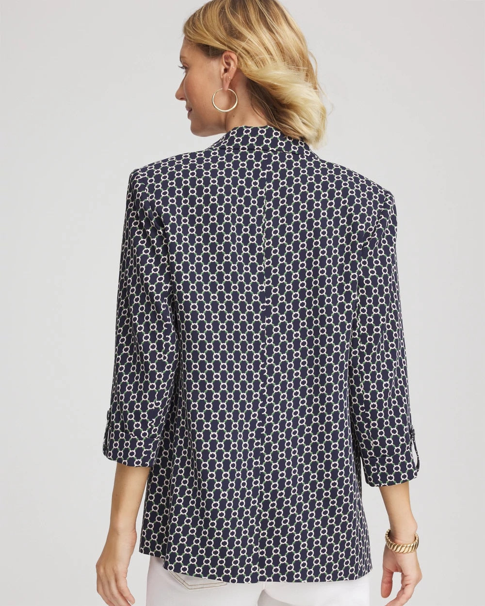 Passport Blue Printed Soft Crepe Blazer