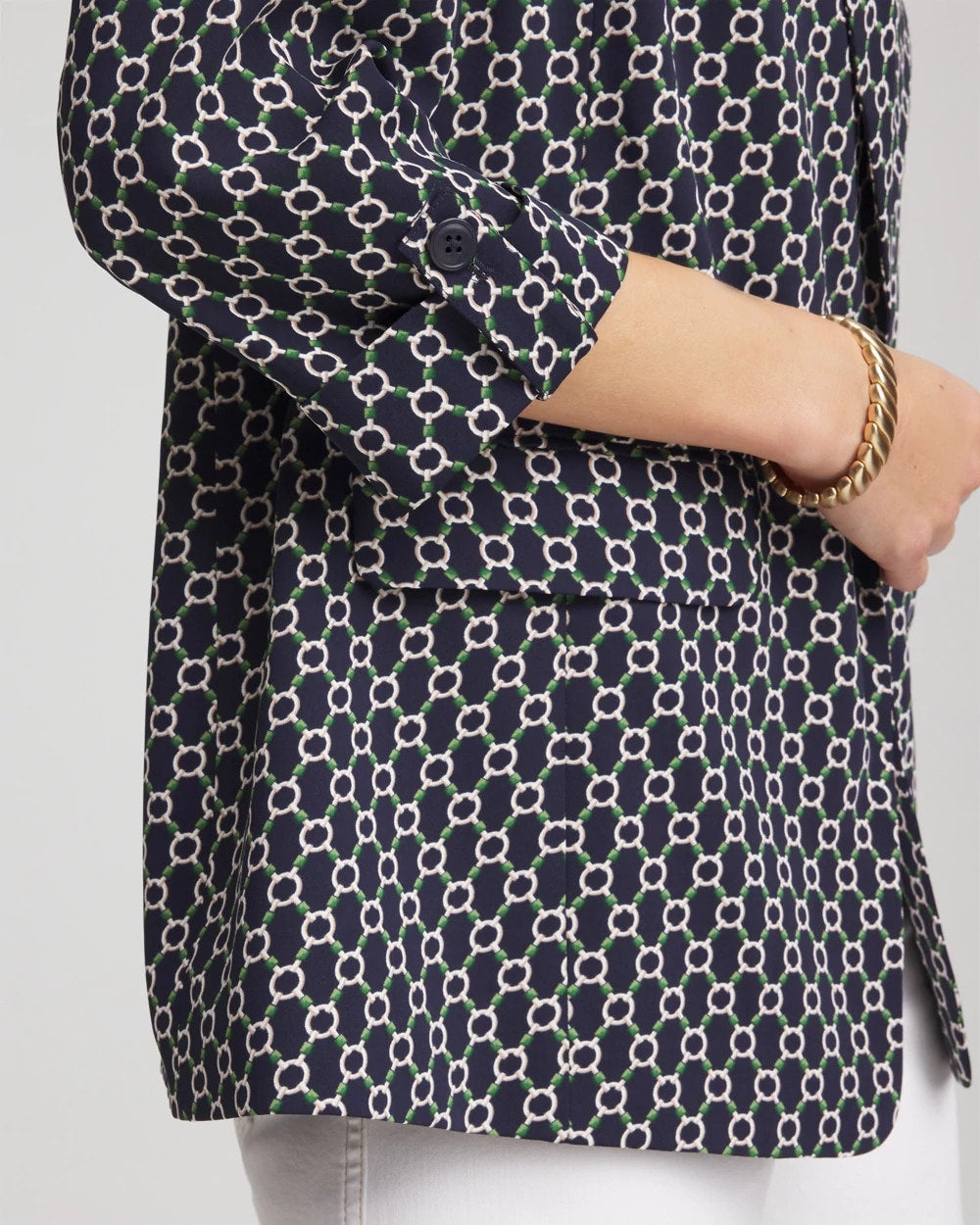 Passport Blue Printed Soft Crepe Blazer