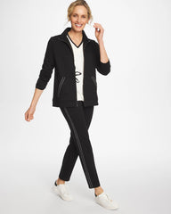 Black Zenergy® Double-Knit Pick Stitch Jacket
