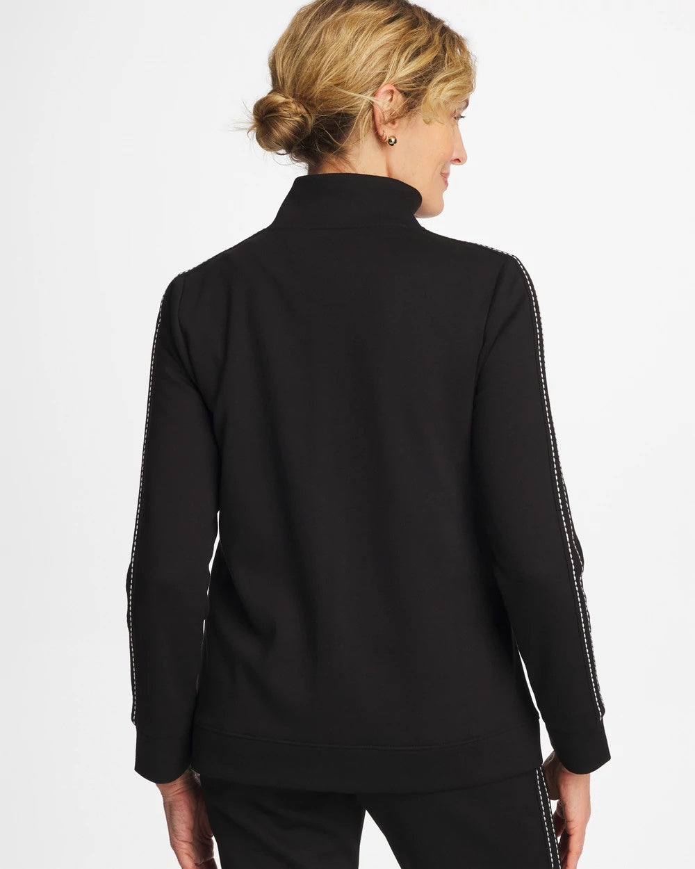 Black Zenergy® Double-Knit Pick Stitch Jacket