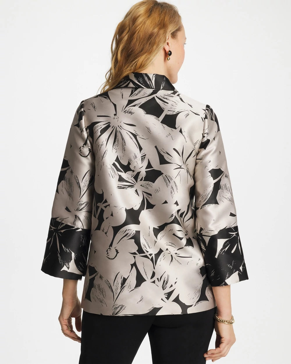 Smokey Taupe Travelers™ Collection Floral Jacquard Jacket