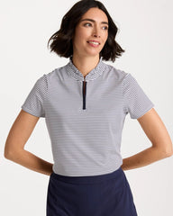 Passport Blue Zenergy® UPF Ruffle Striped Half Zip