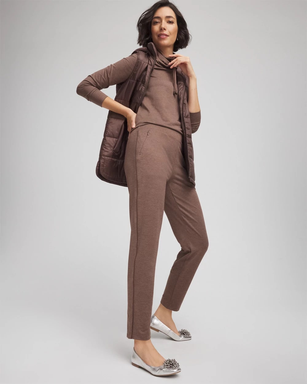 Walnut Zenergy® Cloud Satin Trim Pants