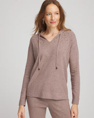 Taupe Heather Zenergy® Luxe Rhinestone Sweater