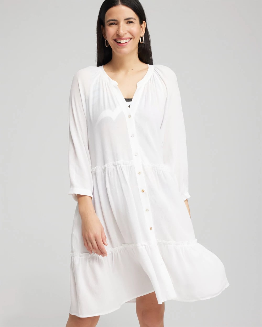 Alabaster Button Front Swim Coverup