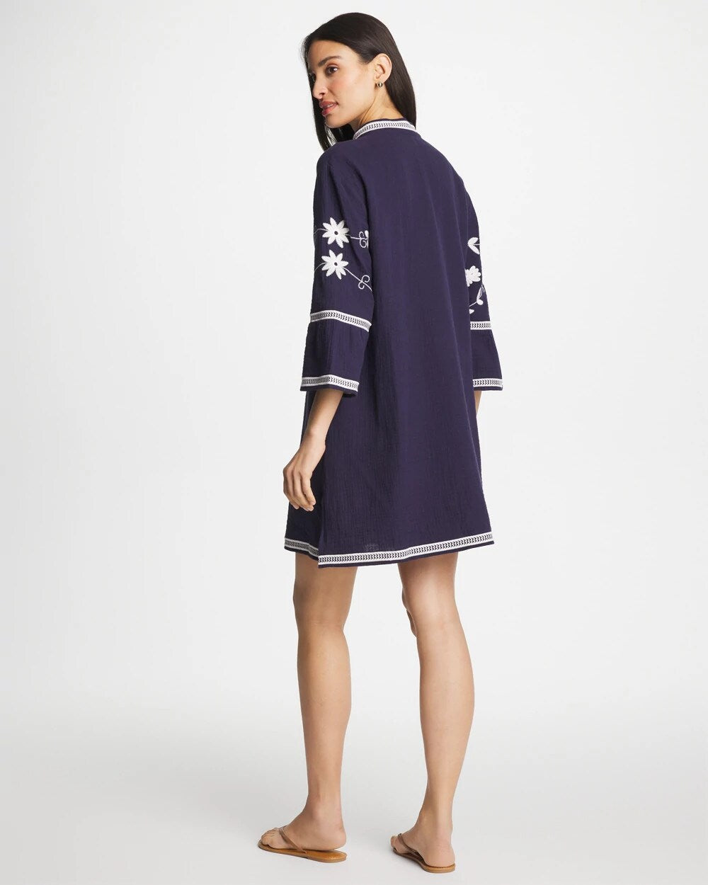 Passport Blue Woven Embroidered Swim Cover-Up
