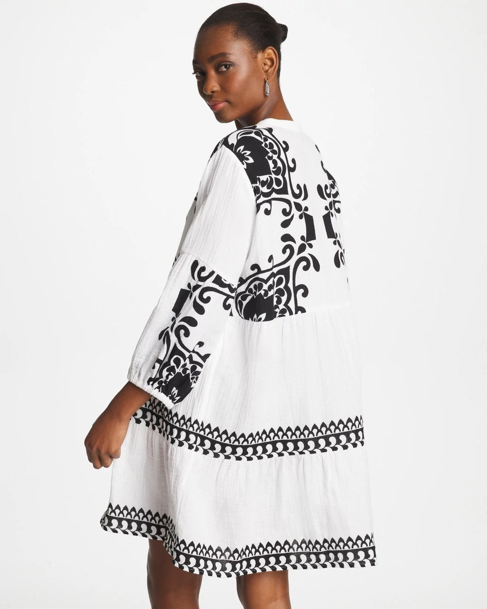 Alabaster Woven Printed Swim Cover-Up Dress