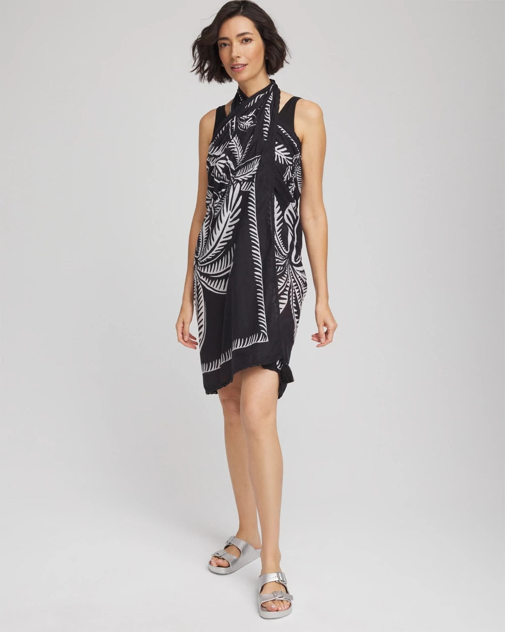 Black/Multi Magicsuit® Hearts of Palm Pareo