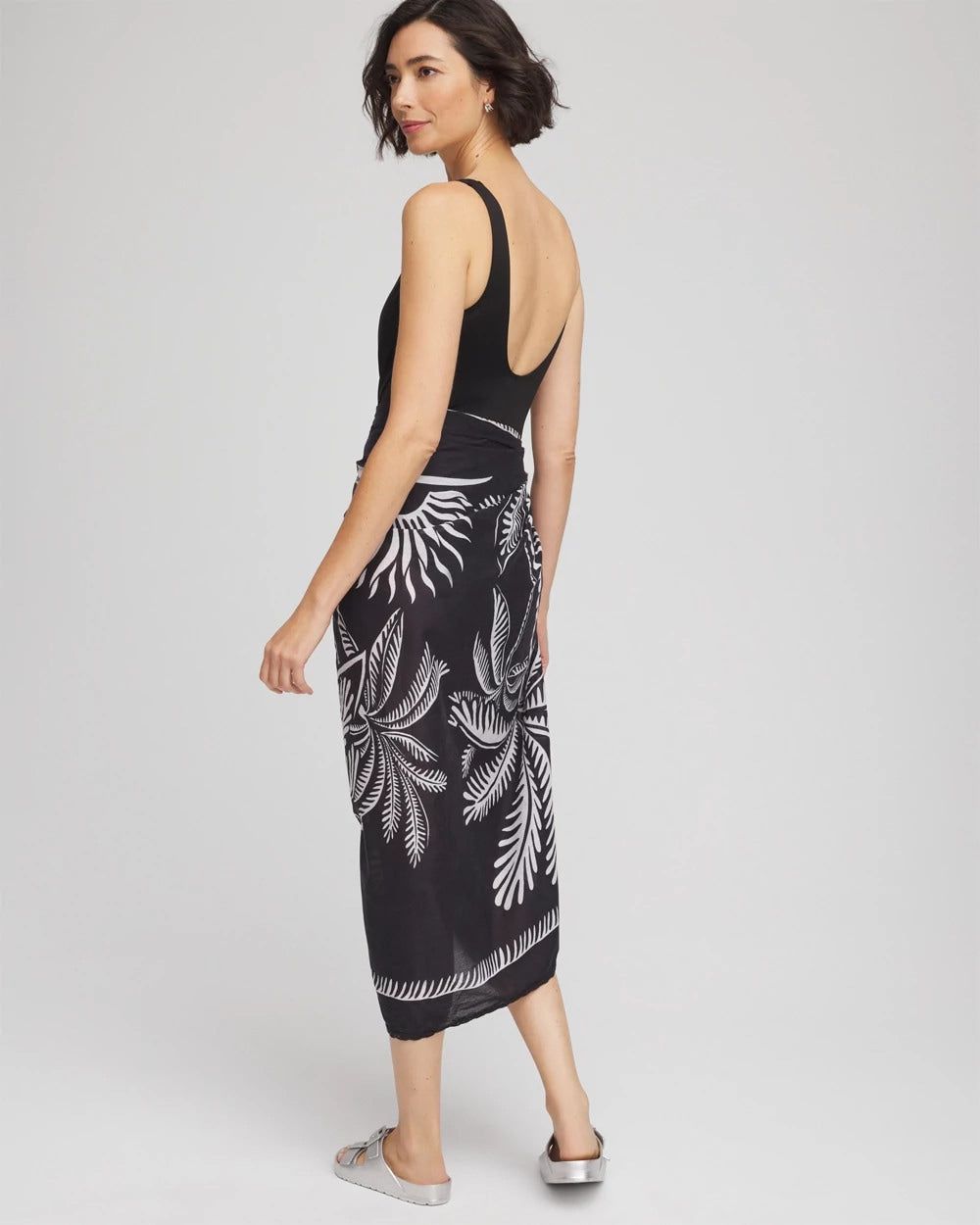 Black/Multi Magicsuit® Hearts of Palm Pareo
