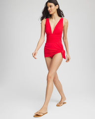 Bright Red Magicsuit® Solid Celine Swim Dress