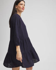 Classic Navy Embroidered Eyelet Coverup