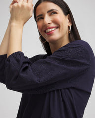 Classic Navy Embroidered Eyelet Coverup