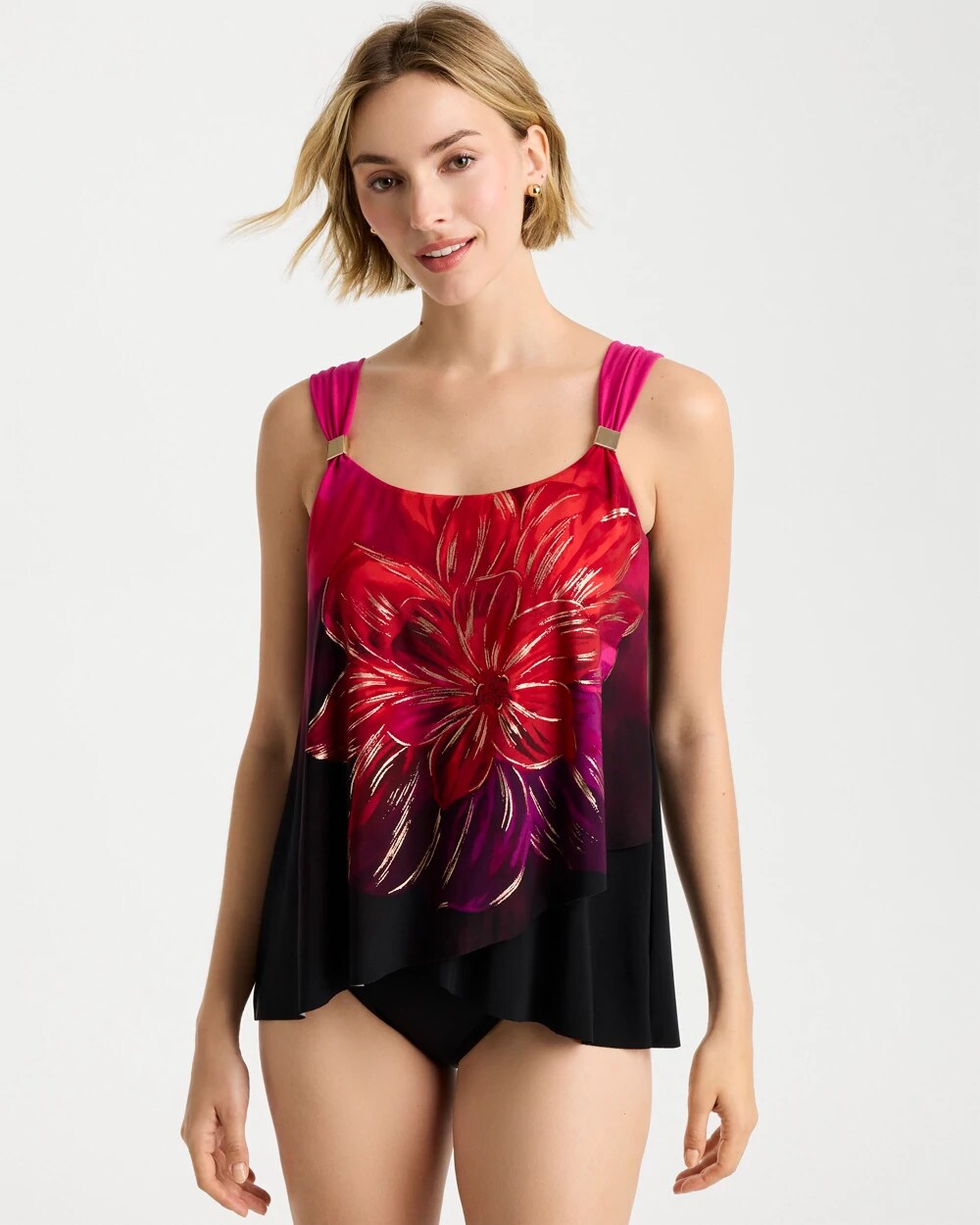 Black/Multi Miraclesuit® Petali Rosa Dazzle Tankini