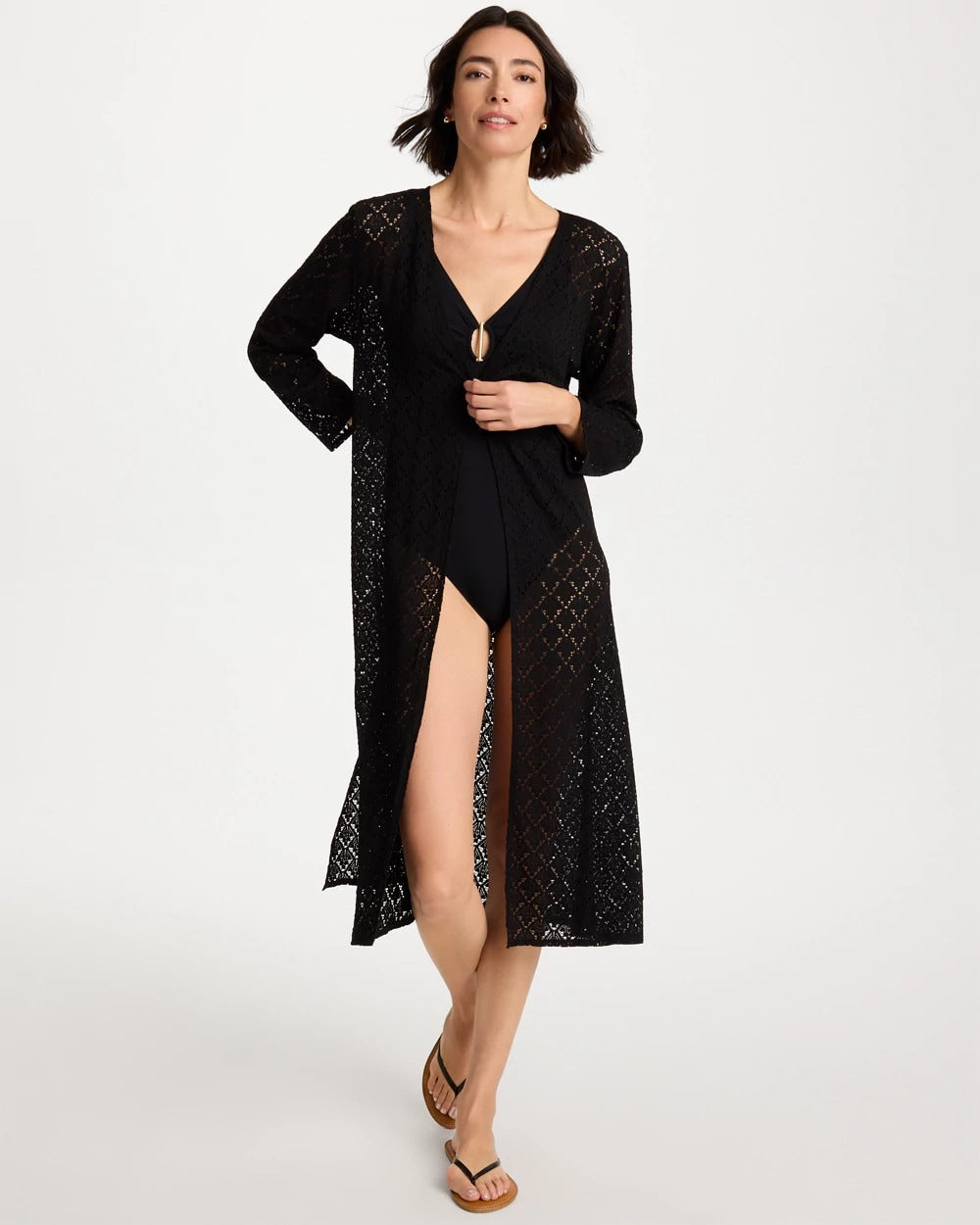 Black Long Knit Swim Cover-Up