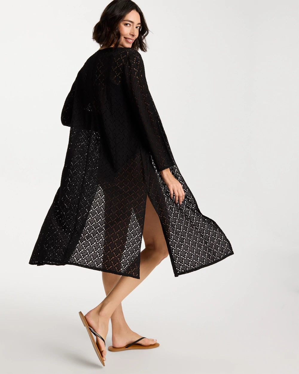 Black Long Knit Swim Cover-Up