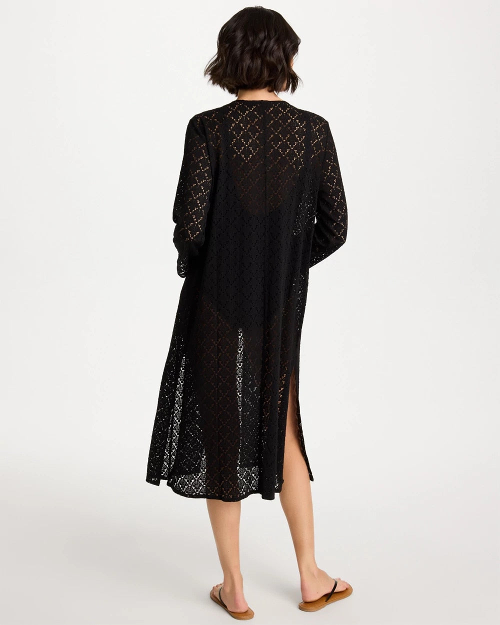 Black Long Knit Swim Cover-Up