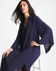Passport Blue Woven Collar Swim Cover-Up