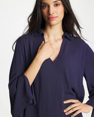 Passport Blue Woven Collar Swim Cover-Up