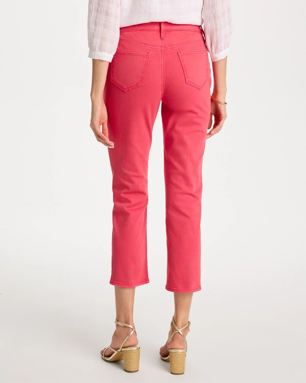 Hot Honeysuckle Girlfriend Roll Cuff Crop Jeans