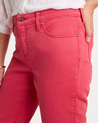 Hot Honeysuckle Girlfriend Roll Cuff Crop Jeans