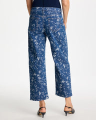 Indigo Girlfriend Wide Floral Crop Jean