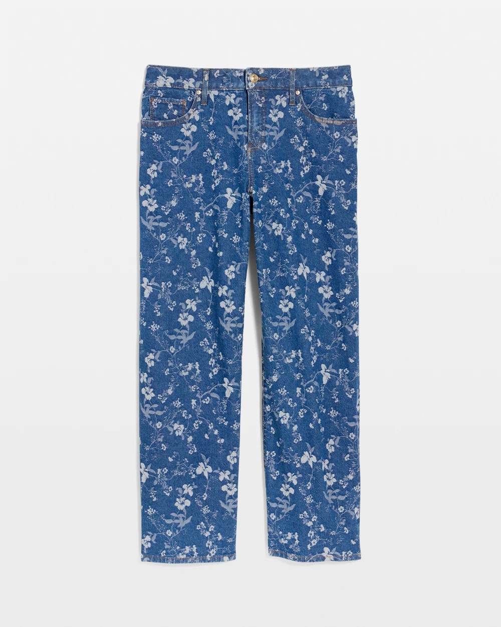Indigo Girlfriend Wide Floral Crop Jean