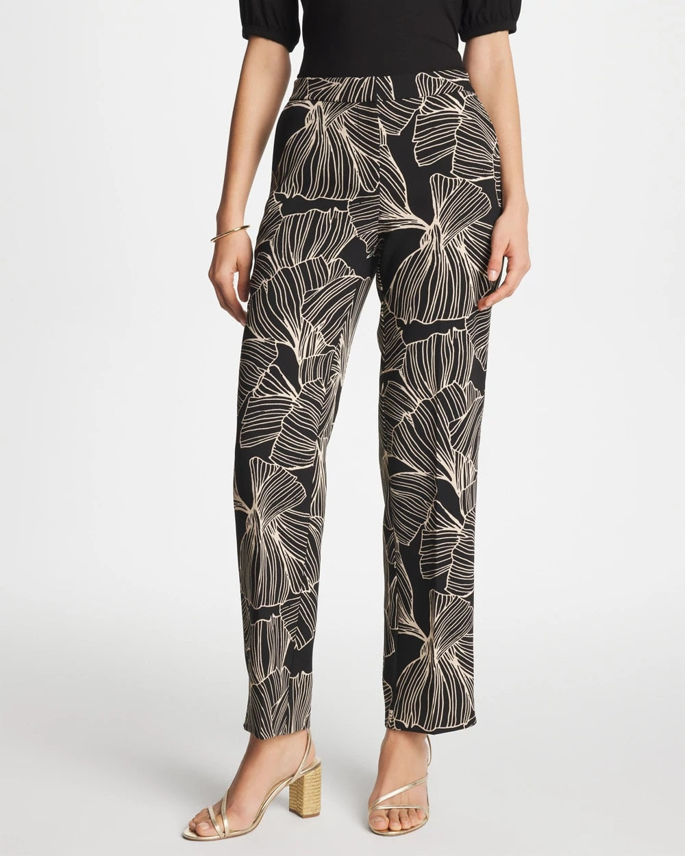 Black Ginkgo Crepe Tapered Ankle Pants