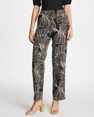 Black Ginkgo Crepe Tapered Ankle Pants