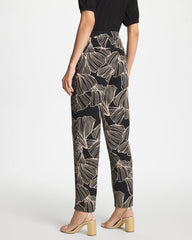 Black Ginkgo Crepe Tapered Ankle Pants