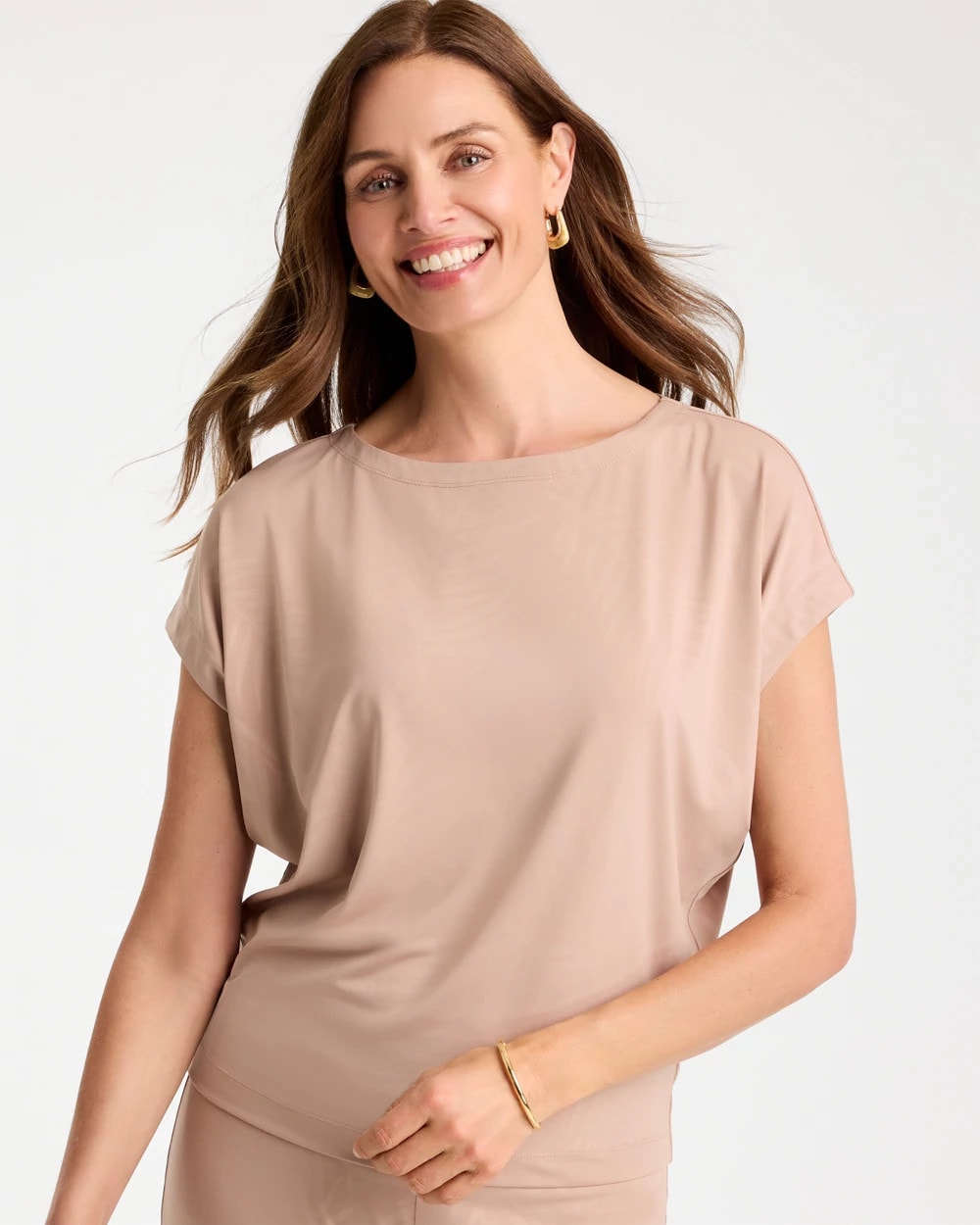 Mocha Mousse Travelers™ Palm Embossed Knit Top