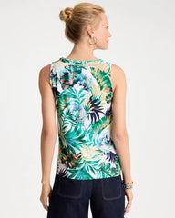 Topanga Green Tropical Jersey Satin Tank Top
