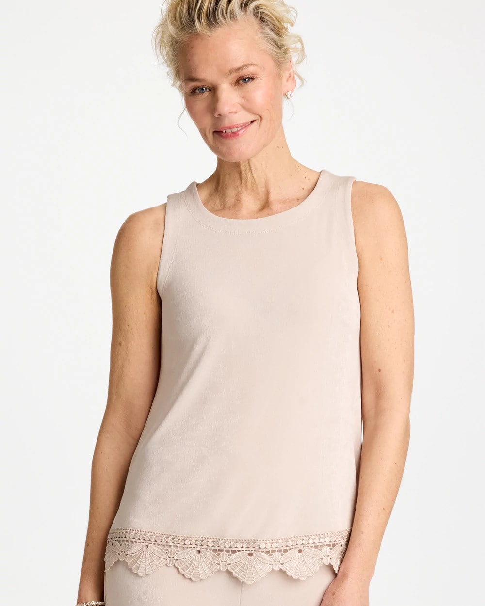 Smokey Taupe Travelers™ Scallop Lace Tank