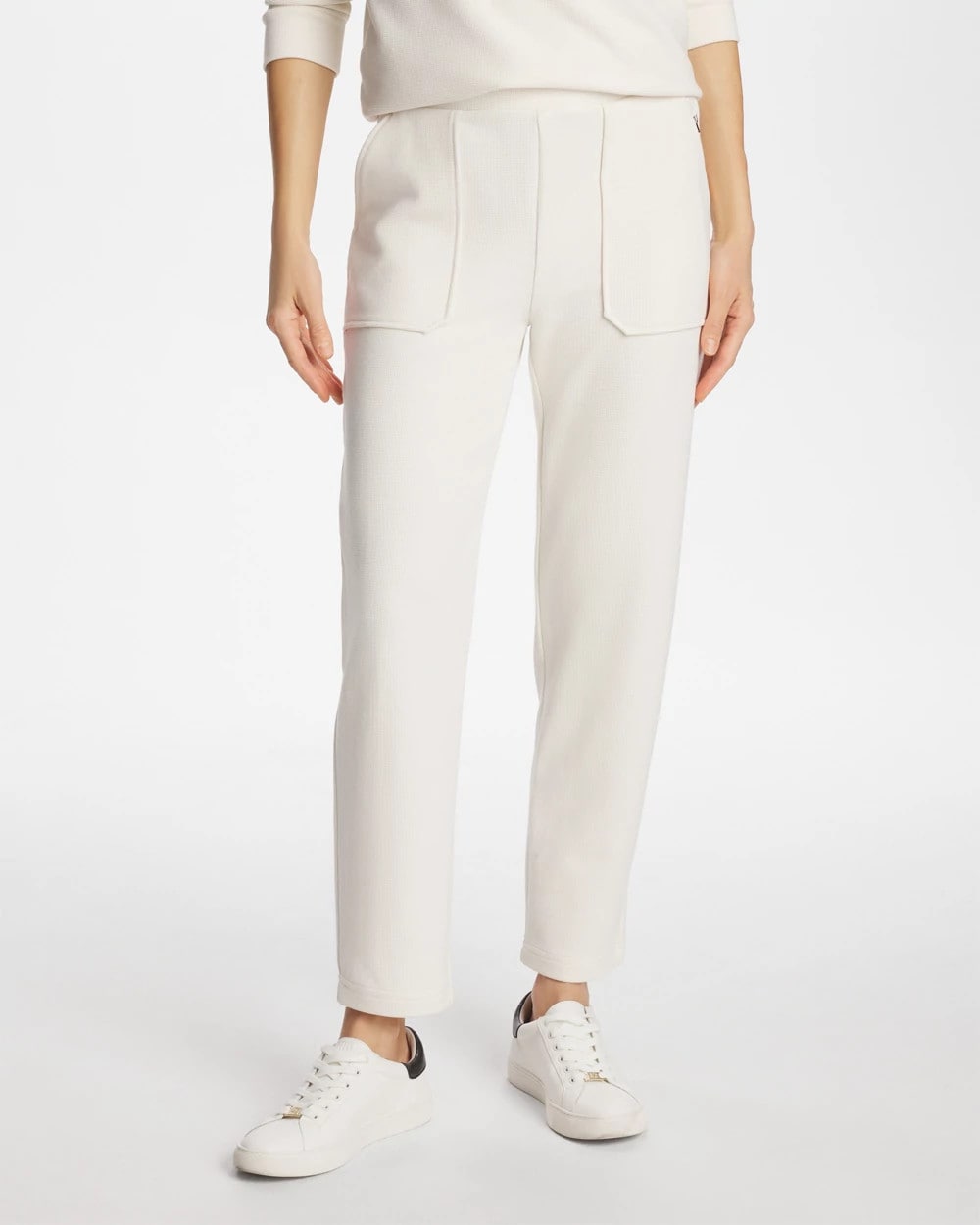 Cream Zenergy® Soft Waffle Tapered Ankle Pants